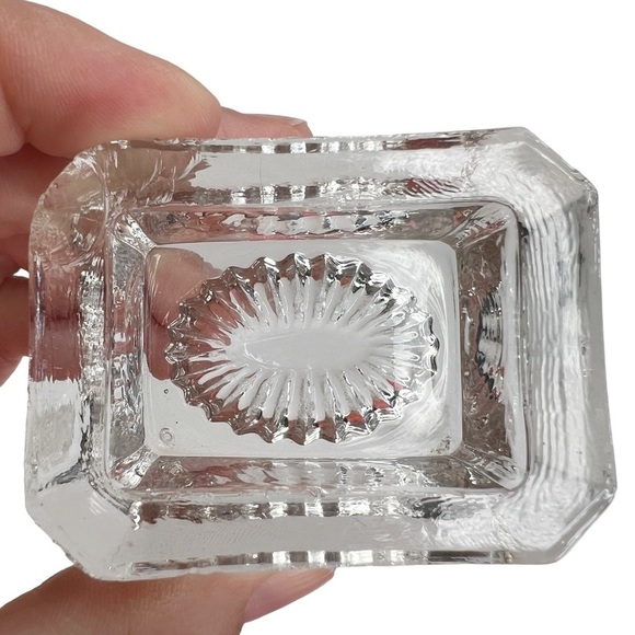 Lot of 2 Vintage Clear Glass Open Salt Cellars Wood Log & Rectangle Tub - Picture 12 of 15